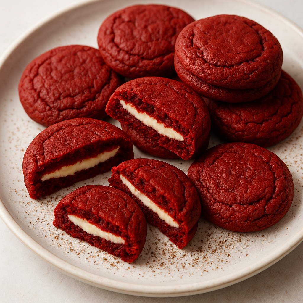 Red Velvet Cookies With Cream Cheese Filling.