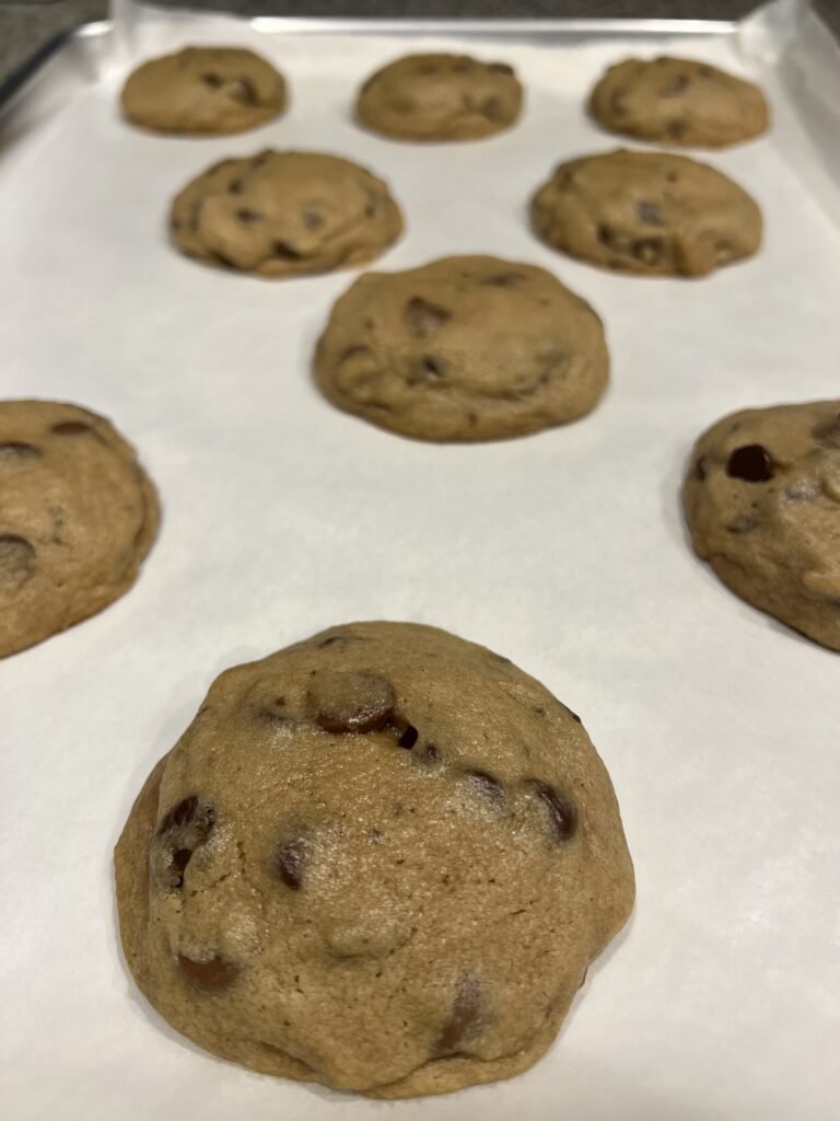 soft cookies on a baking sheet