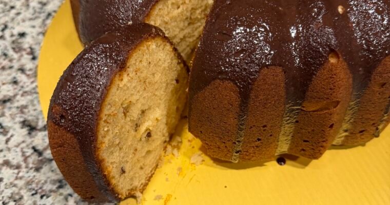 Peanut Butter Pound Cake with Chocolate Glaze (Ultra Moist Recipe)